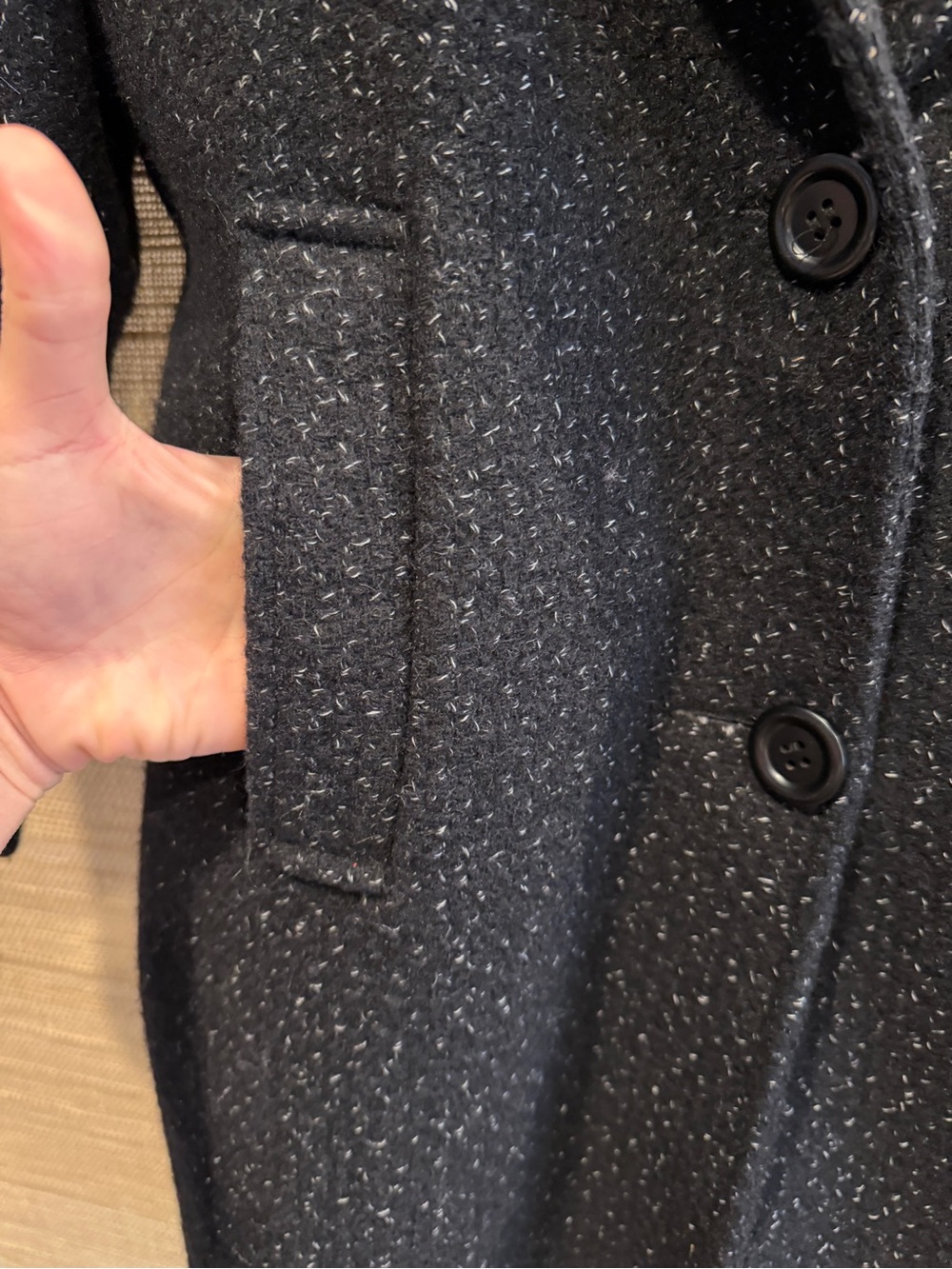 Vintage Classic Black Long Wool Coat - Picture 4 of 13